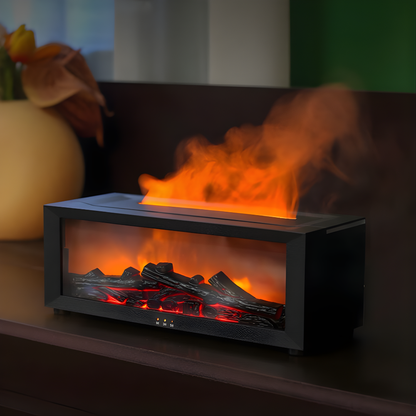 Mini Elektrokamin mit realistischem Flammeneffekt – Deko Tischkamin mit LED & Wasserdampf | Schwarz & Weiß erhältlich