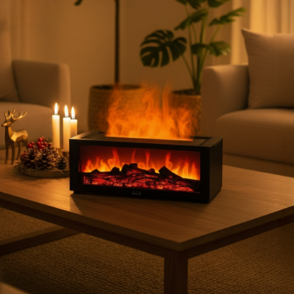 Mini Elektrokamin mit realistischem Flammeneffekt – Deko Tischkamin mit LED & Wasserdampf | Schwarz & Weiß erhältlich