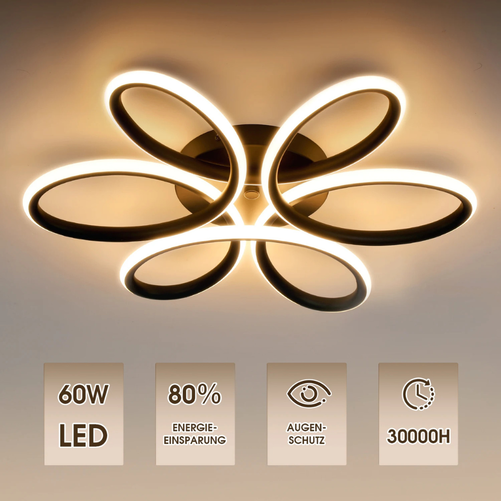 Moderne LED Deckenleuchte Blumen-Design 60W – Warmweiß 3000K, 6000lm, Integrierte LED Deckenlampe für Wohnzimmer & Schlafzimmer