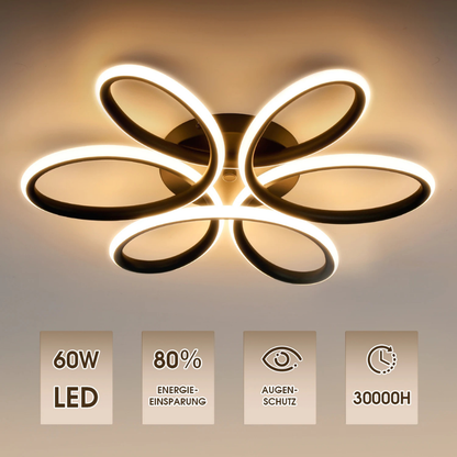 Moderne LED Deckenleuchte Blumen-Design 60W – Warmweiß 3000K, 6000lm, Integrierte LED Deckenlampe für Wohnzimmer & Schlafzimmer