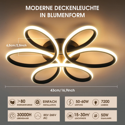 Moderne LED Deckenleuchte Blumen-Design 60W – Warmweiß 3000K, 6000lm, Integrierte LED Deckenlampe für Wohnzimmer & Schlafzimmer
