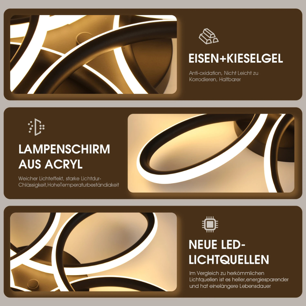 Moderne LED Deckenleuchte Blumen-Design 60W – Warmweiß 3000K, 6000lm, Integrierte LED Deckenlampe für Wohnzimmer & Schlafzimmer