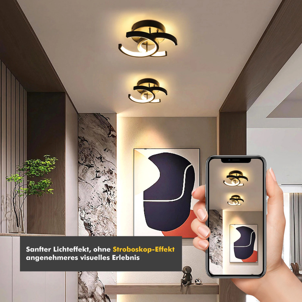 LED Deckenleuchte Schwarz Dimmbar – Moderne Design Deckenlampe 12W, Warmweiß, 1200 lm