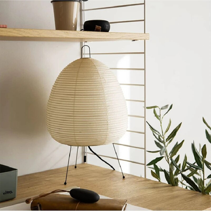 Reispapier Tischlampe Japandi – LED Tischleuchte Wabi Sabi Design, E27 Nachttischlampe Wohnzimmer Schlafzimmer, minimalistisches Licht