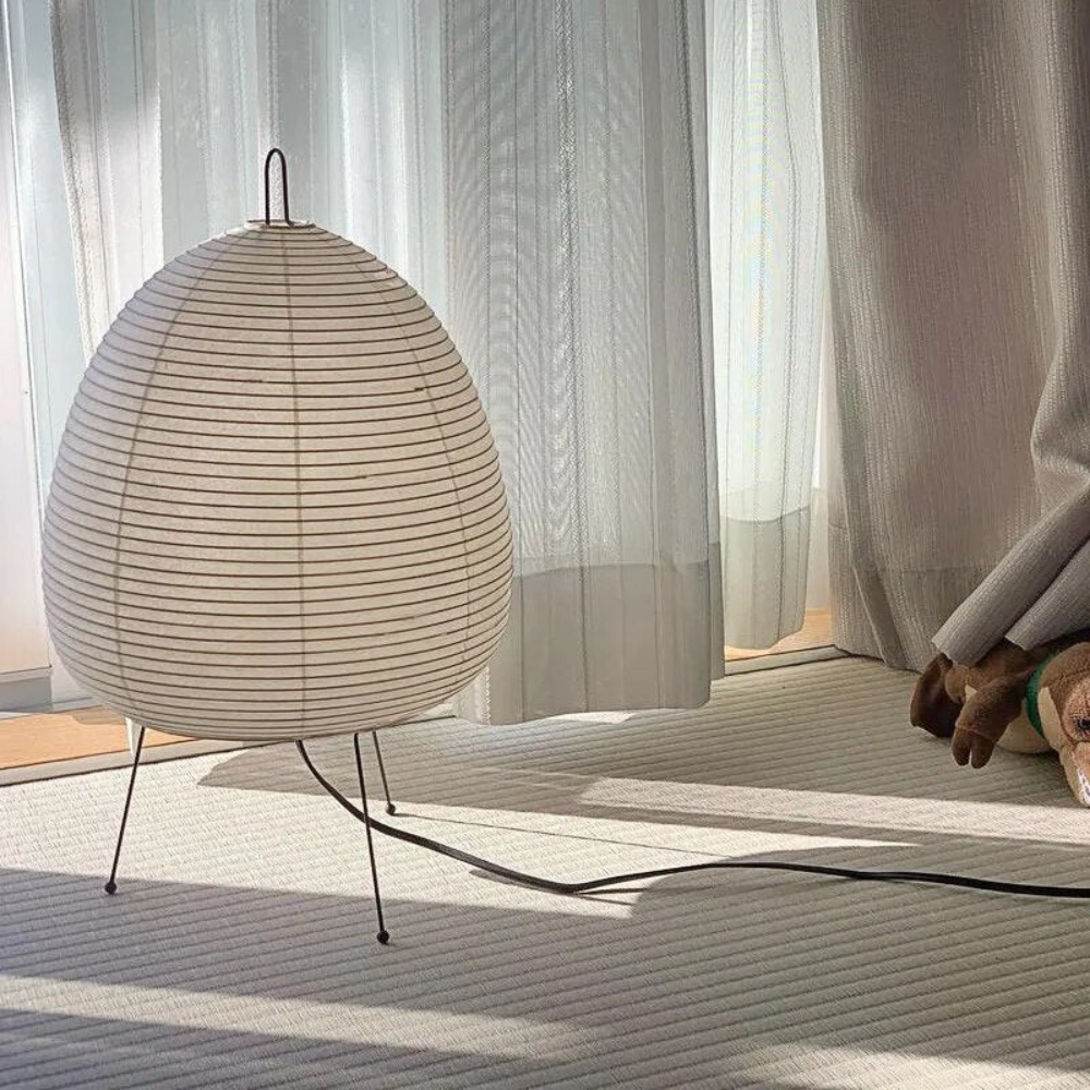 Reispapier Tischlampe Japandi – LED Tischleuchte Wabi Sabi Design, E27 Nachttischlampe Wohnzimmer Schlafzimmer, minimalistisches Licht
