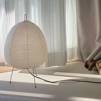 Reispapier Tischlampe Japandi – LED Tischleuchte Wabi Sabi Design, E27 Nachttischlampe Wohnzimmer Schlafzimmer, minimalistisches Licht