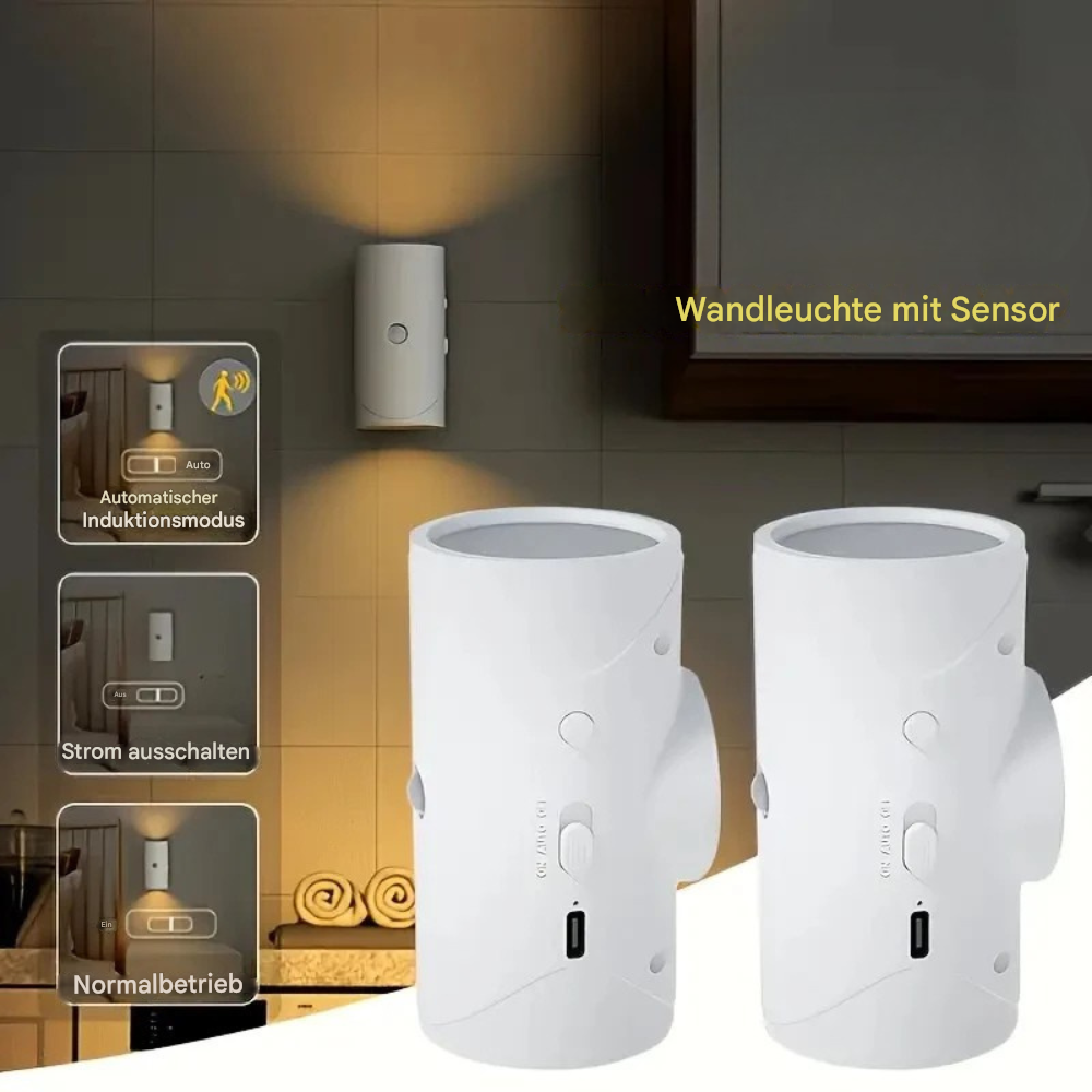 LED Sensor Wandleuchte RGB & Warmweiß – Wiederaufladbare Wandlampe mit Bewegungsmelder für Flur, Treppe & Schlafzimmer