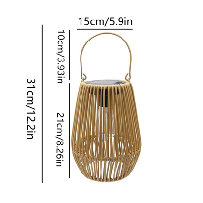 Solar Laterne für Garten & Terrasse – LED Außenleuchte im Rattan-Design, wasserdicht & kabellos