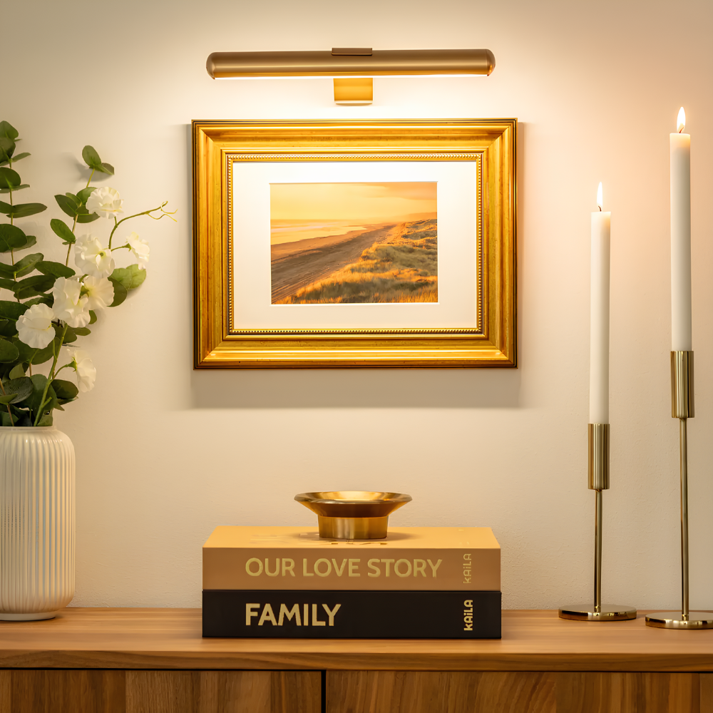 LED Bilderleuchte Kabellos – Dimmbare Wandlampe mit Akku, Fernbedienung & 3 Lichtfarben | Bilderbeleuchtung ohne Kabel