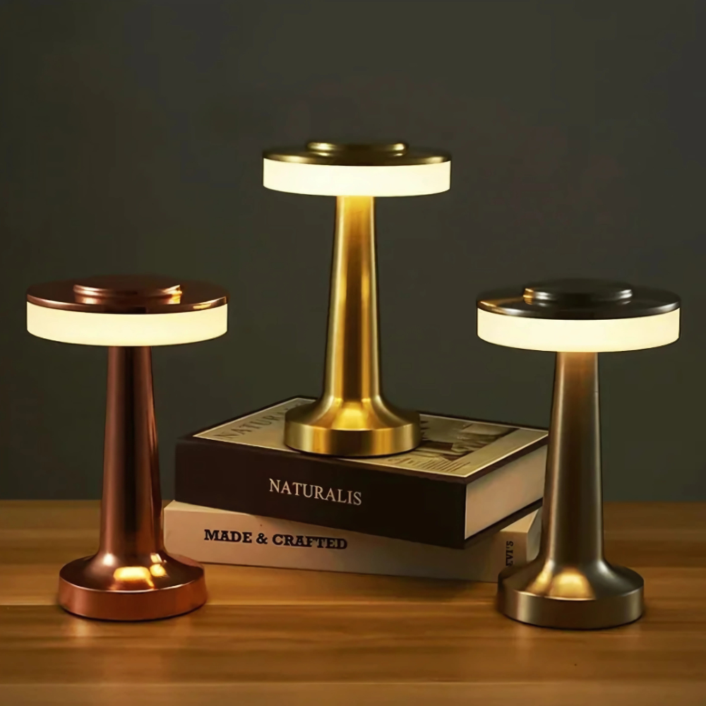 Kabellose LED Akku Tischlampe – Dimmbare Metall-Tischleuchte mit Touch-Steuerung für Wohnzimmer & Schlafzimmer