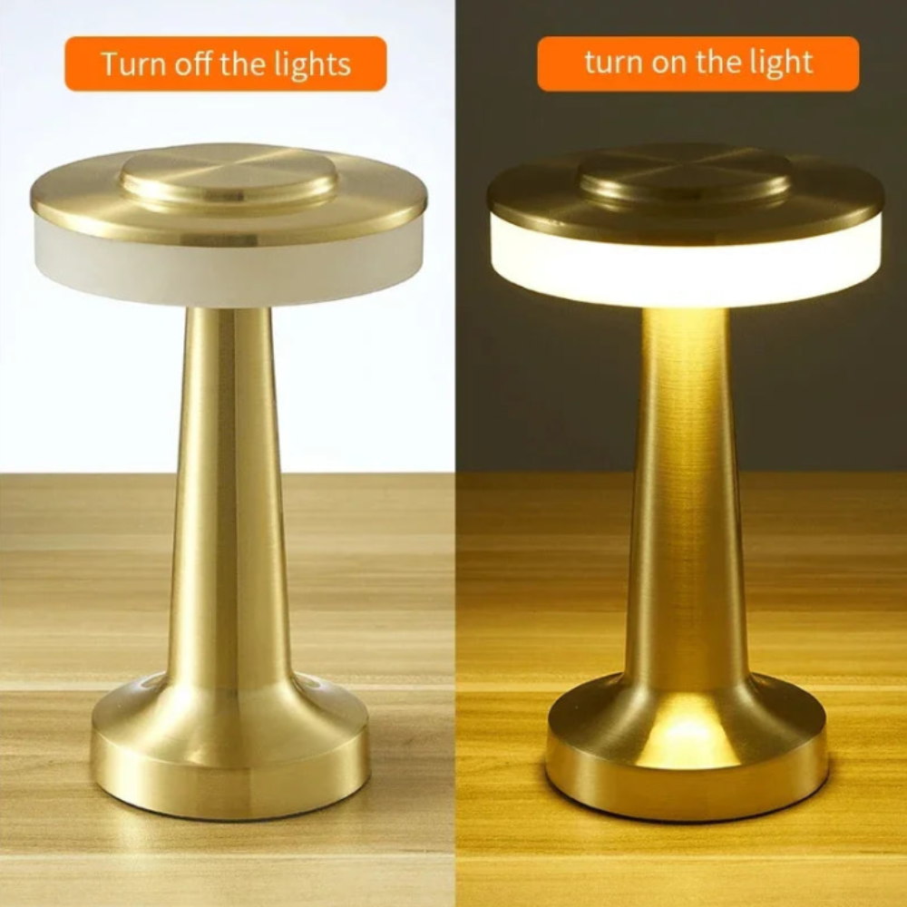 Kabellose LED Akku Tischlampe – Dimmbare Metall-Tischleuchte mit Touch-Steuerung für Wohnzimmer & Schlafzimmer