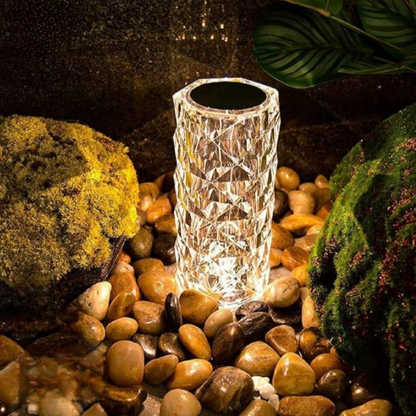 Wiederaufladbare Kristall LED Tischlampe – Dekolampe mit Touch und 3 Lichtmodi für Ambientebeleuchtung