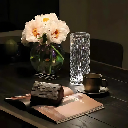 Wiederaufladbare Kristall LED Tischlampe – Dekolampe mit Touch und 3 Lichtmodi für Ambientebeleuchtung