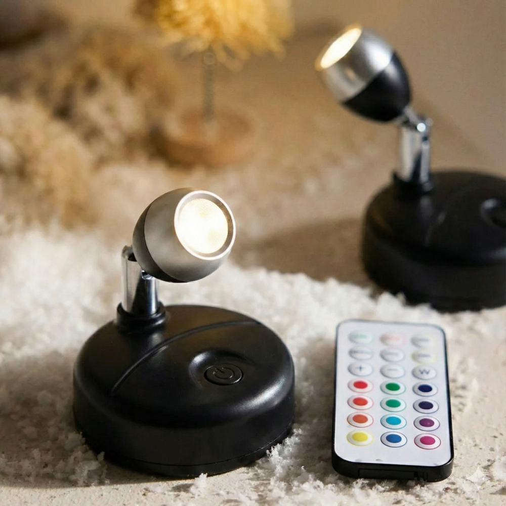 LED Spot Kabellos RGB Dimmbar mit Fernbedienung – Mini Pflanzen Licht & Stimmungsleuchte Innen