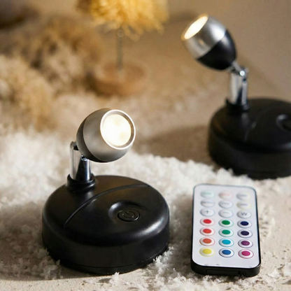LED Spot Kabellos RGB Dimmbar mit Fernbedienung – Mini Pflanzen Licht & Stimmungsleuchte Innen
