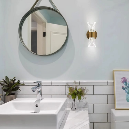 Design LED Wandleuchte Gold – Moderne Wandlampe mit Glas, Warmweißes Licht für Wohnzimmer & Schlafzimmer
