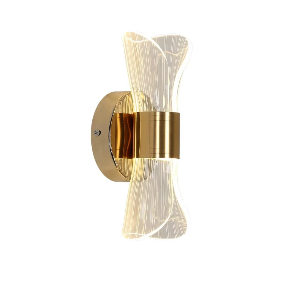 Design LED Wandleuchte Gold – Moderne Wandlampe mit Glas, Warmweißes Licht für Wohnzimmer & Schlafzimmer